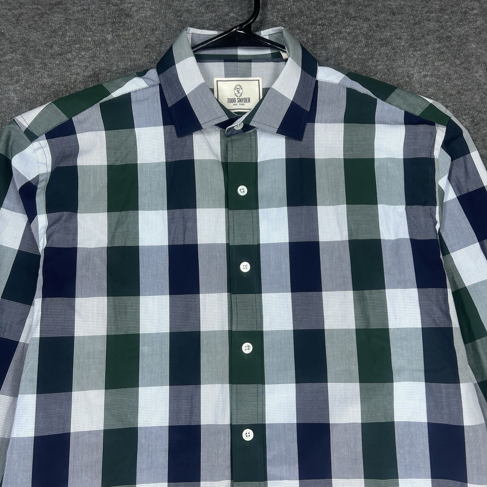 Todd Snyder Dress Shirt‎ Mens 16.5 32/33 Green Plaid Button up Office Preppy